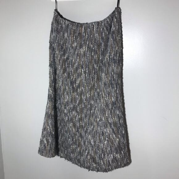 Lafayette 148 New York wool silk tweed woven midi skirt gray brown shimmer 10 - Picture 1 of 10